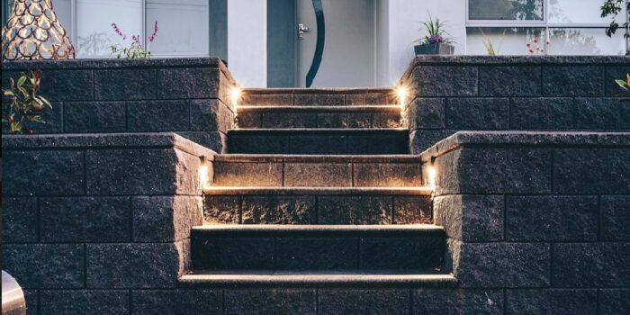 Versawall Blocks with steps lights Charcoal | Southern Earth Landscaping