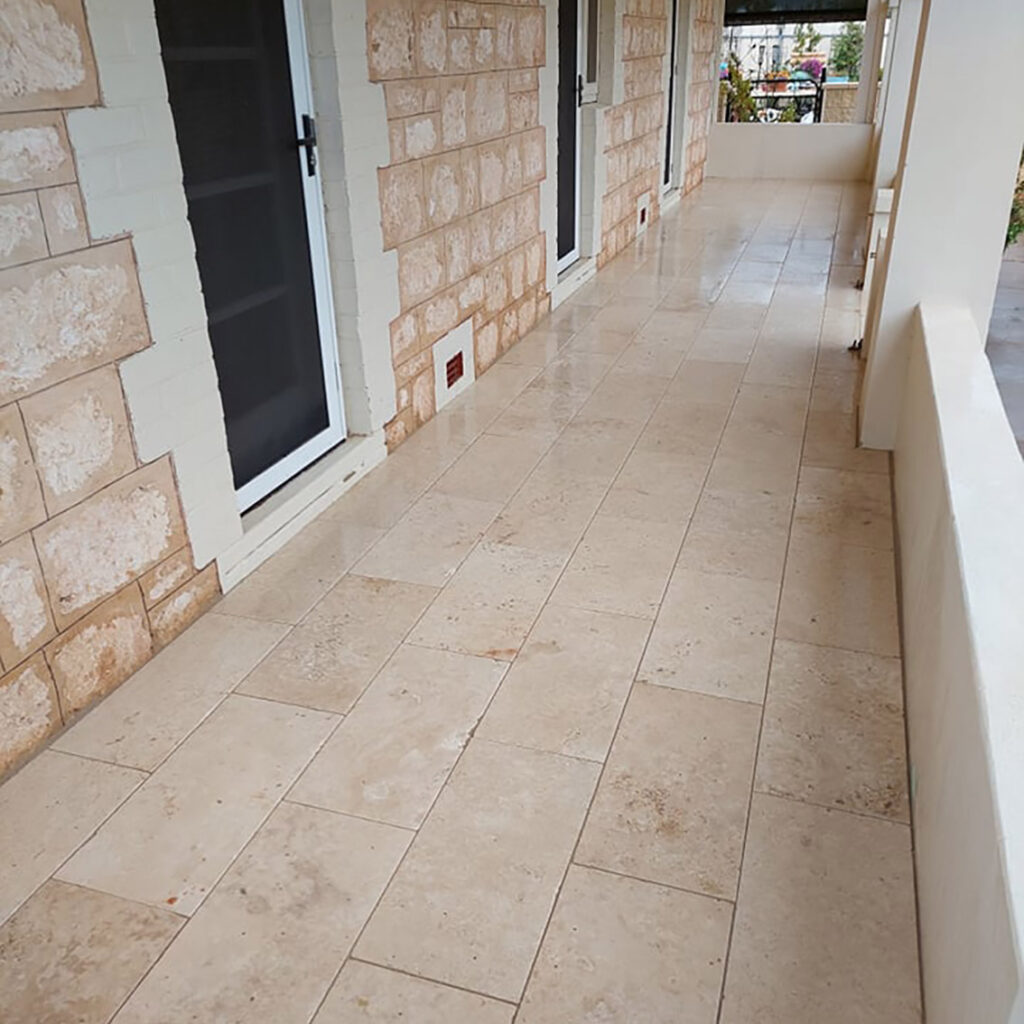 Front cottage verandah paving Travertine after