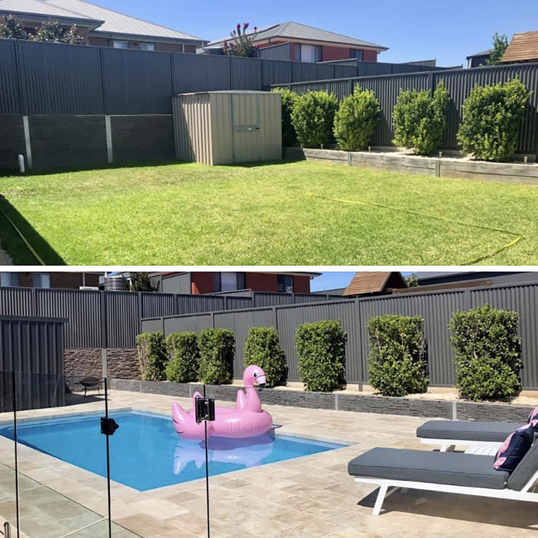 Pool Area Before and After Travertine