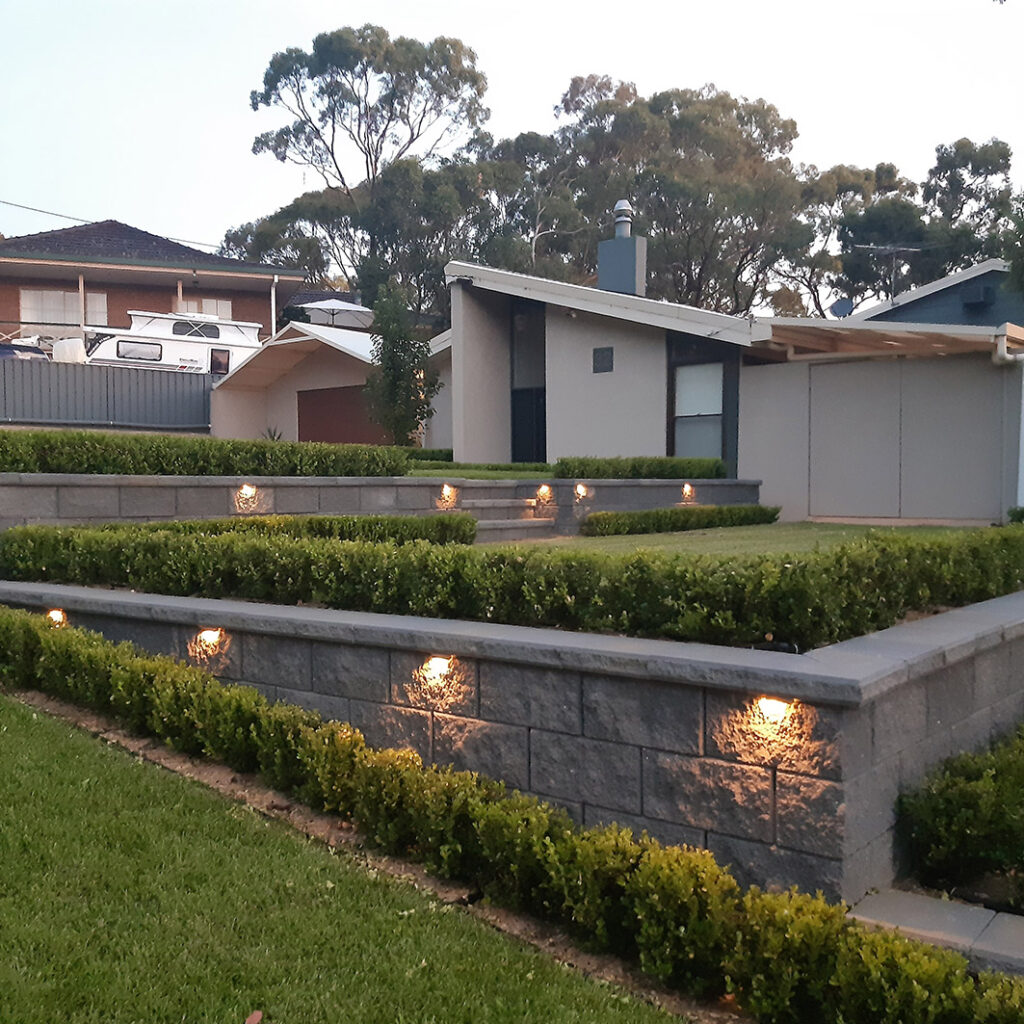 Holiday at home Front yard retaining walls After