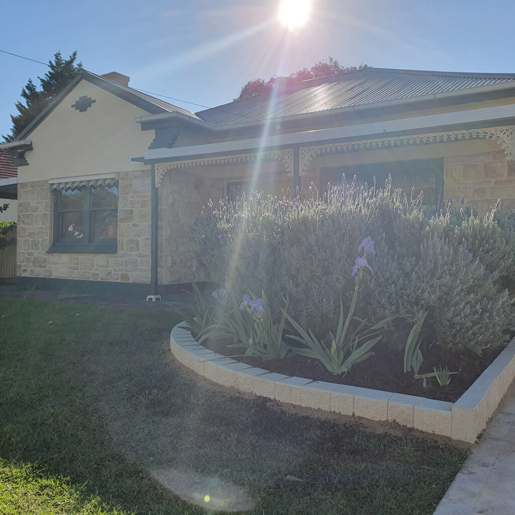 Front Yard Garden Miniwall Block After | Oatmeal | Curved Garden Edging