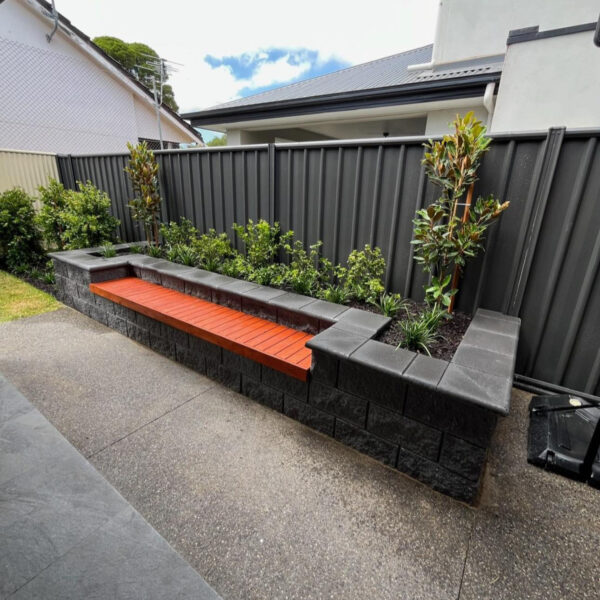 Easy Wall Garden Wall with seating Charcoal | Rosewall Landscaping2